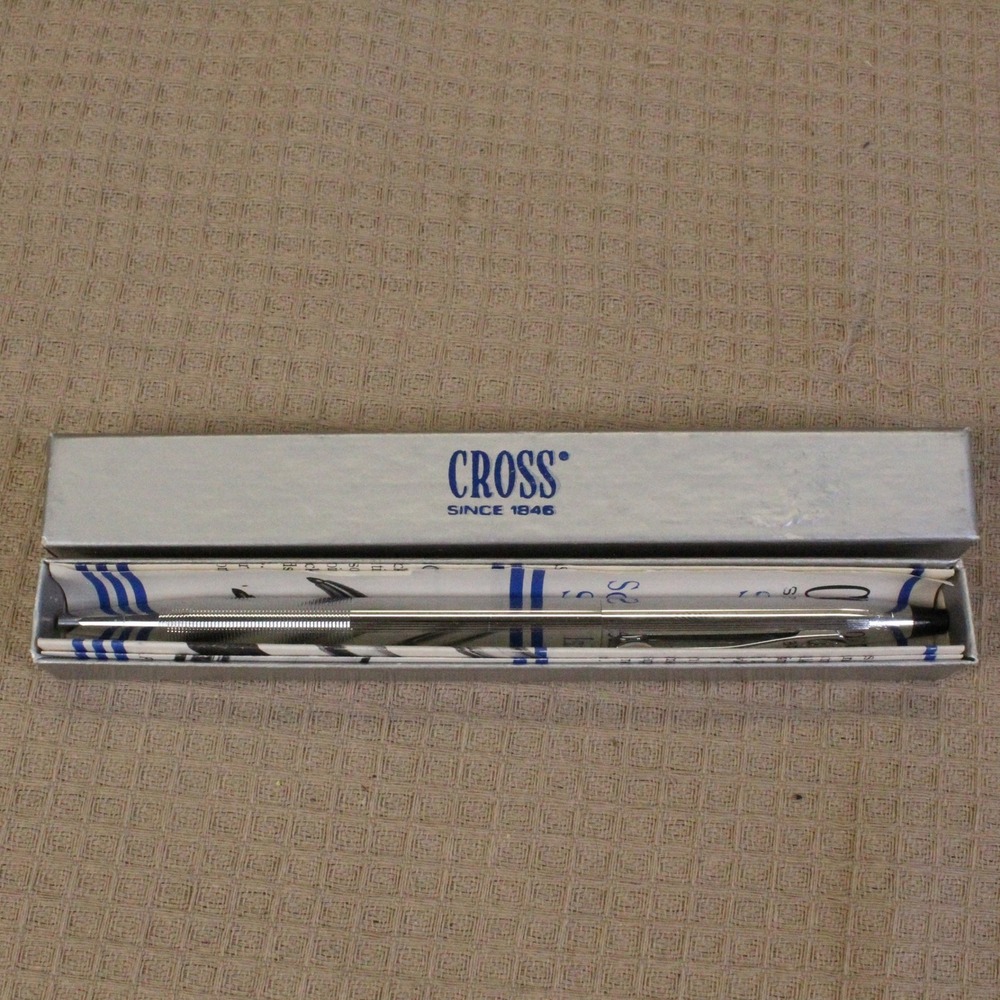 Cross Lustrous Chrome Ballpoint Pen Silver Vintage Minimalist Preppy Gift Box